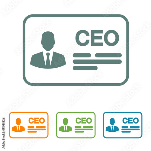 Icono plano identificacion CEO en varios colores