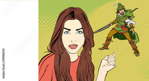 Girl dreaming of the knight. Girl demanding a knight. Demanding girl. Girl dreaming about a knight. Girl's dream of a defender