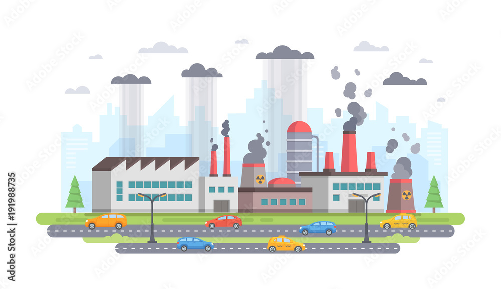Air pollution - modern flat design style vector illustration