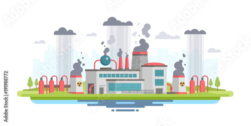 Urban landscape with plant - modern flat design style vector illustration