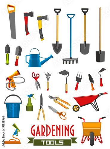 Vector farm gardening tools isolated icons