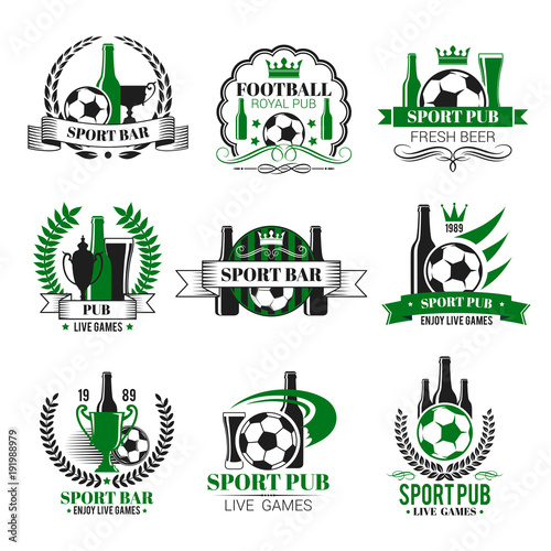 Vector soccer sport bar football beer pub icons