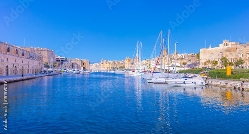 Malta Valletta Birgu Vittoriosa Yacht Marina Grand Harbor Panorama XXL Ships Boats Sail Sailing Ship blue sky yacht