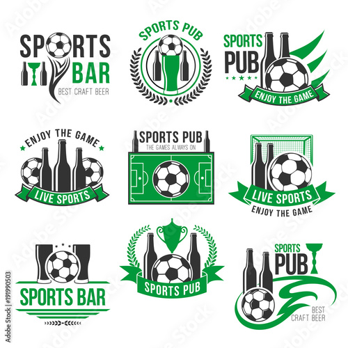 Vector soccer sport bar football beer pub icons
