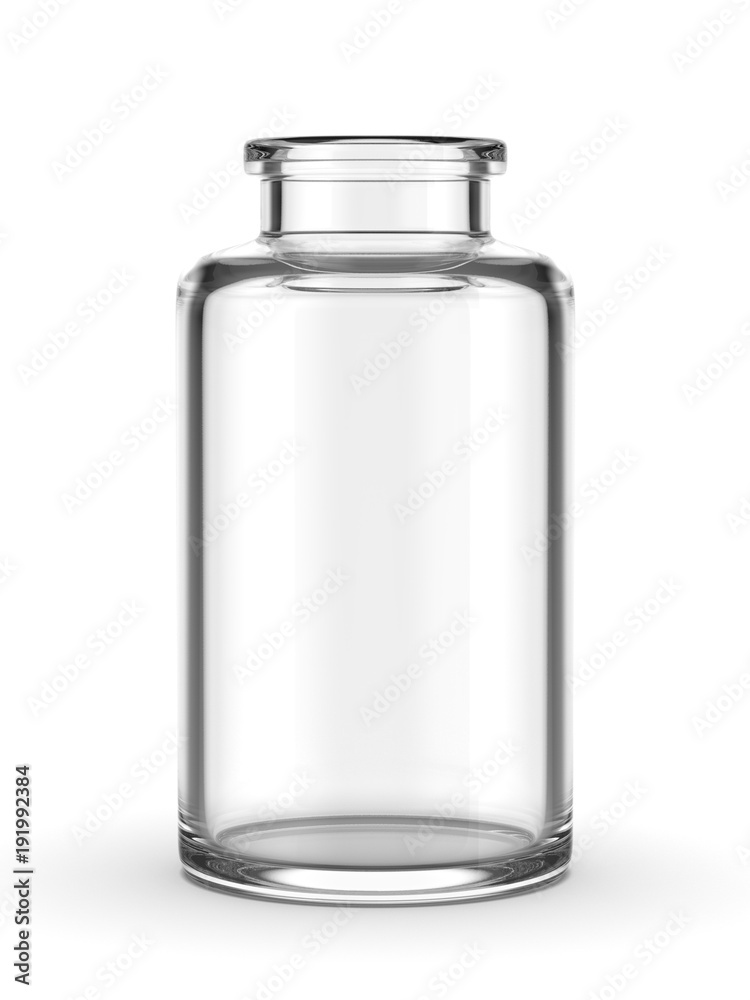 Clear empty glass jar mockup isolated on white background. 3D illustration Clear empty glass jar mockup isolated on white background. 3D illustration