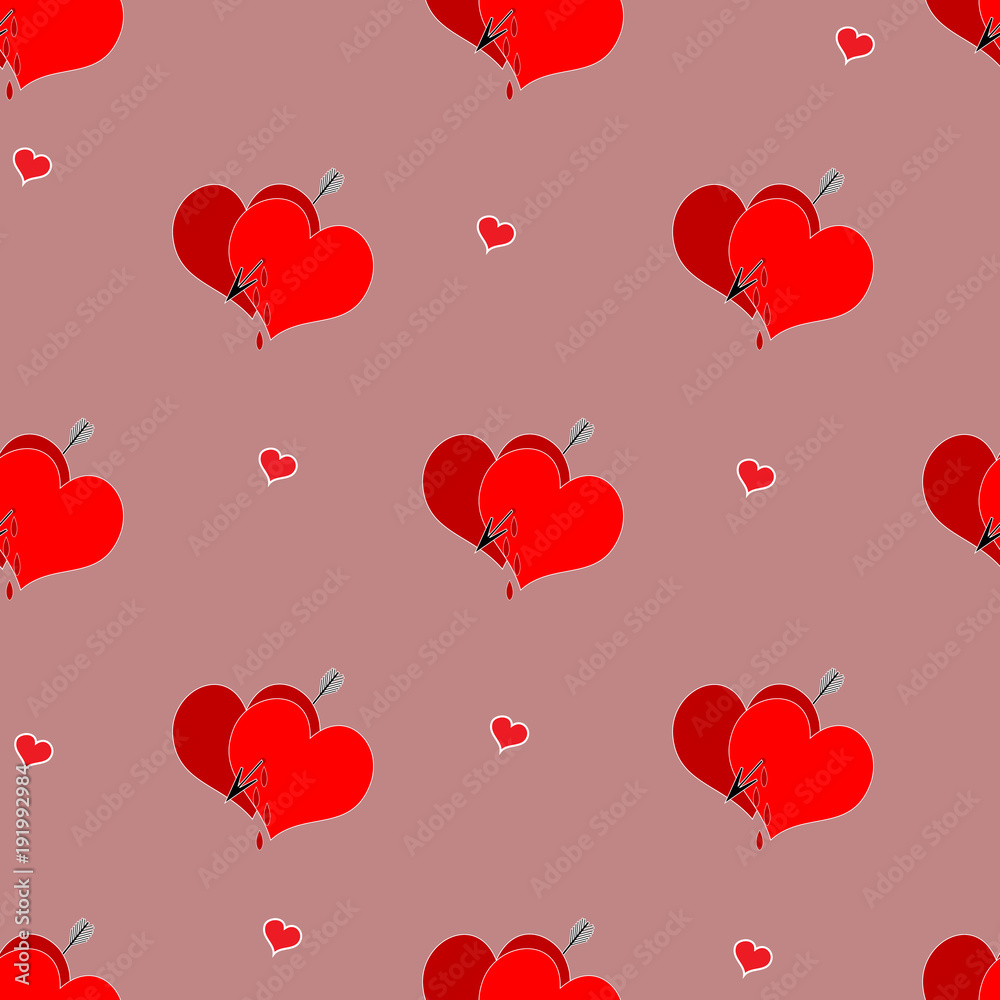 Heart and arrow seamless pattern