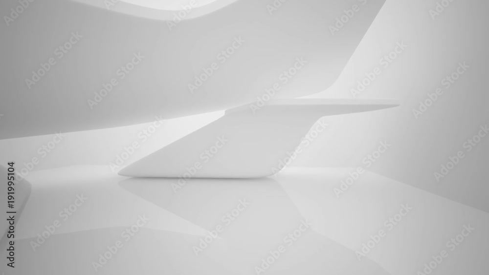 White smooth abstract architectural background. 3D animation and rendering