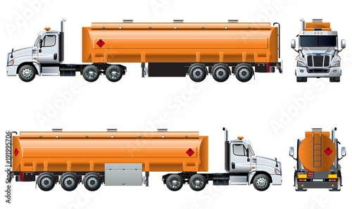Vector realistic tanker truck template isolated on white
