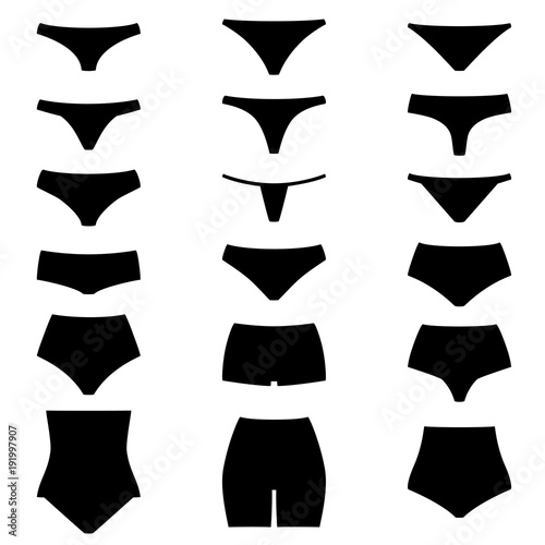 Set of silhouettes of women panties, vector illustration