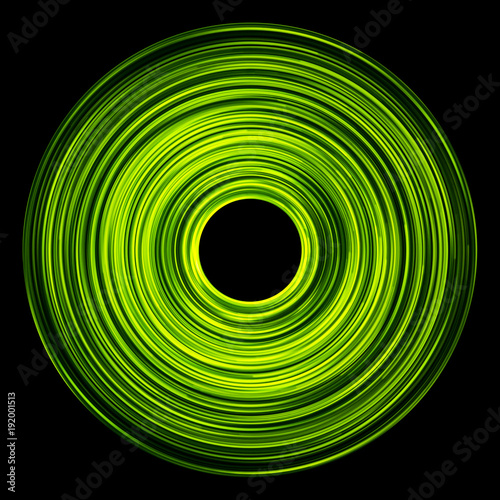 Green round shape glowing lines circle.