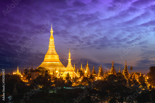 Shwedagon pagoda at dusk