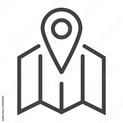 Pinpoint on map line icon, geolocation and navigation, gps sign vector graphics, a linear pattern on a white background, eps 10.