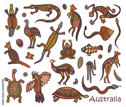 Fototapeta Zwierzęta rysunki aborygenów stylu australijskim