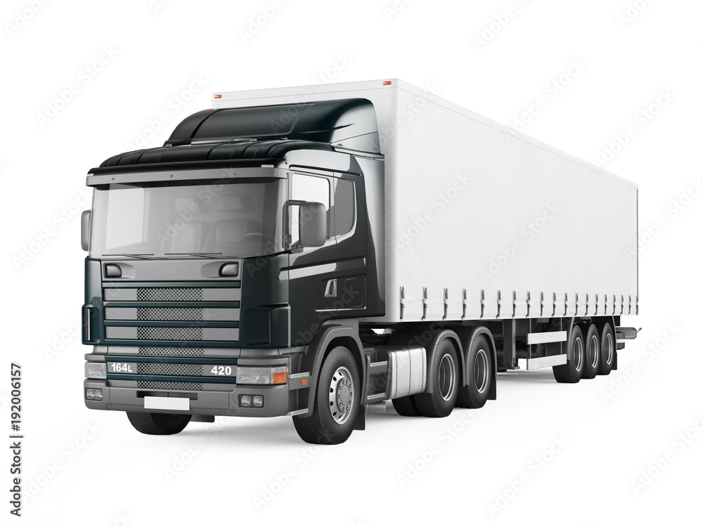 Black cargo delivery truck. 3D rendering Black cargo delivery truck. 3D rendering