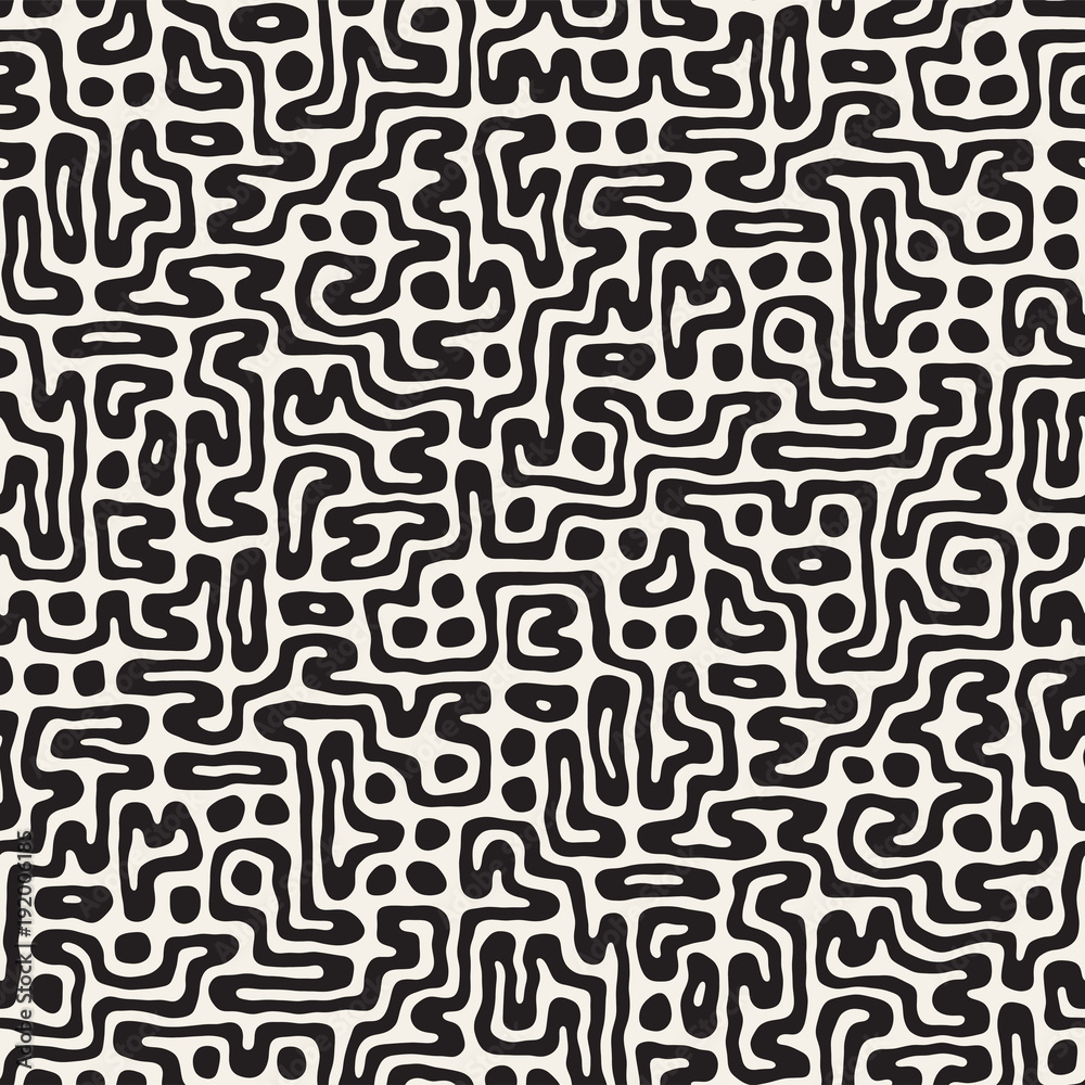 Seamless pattern with maze lines. Monochrome abstract background. Vector hand drawn labyrinth. Seamless pattern with maze lines. Monochrome abstract background. Vector hand drawn labyrinth.