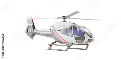 Helicopter isolated on the white background. 3D rendering