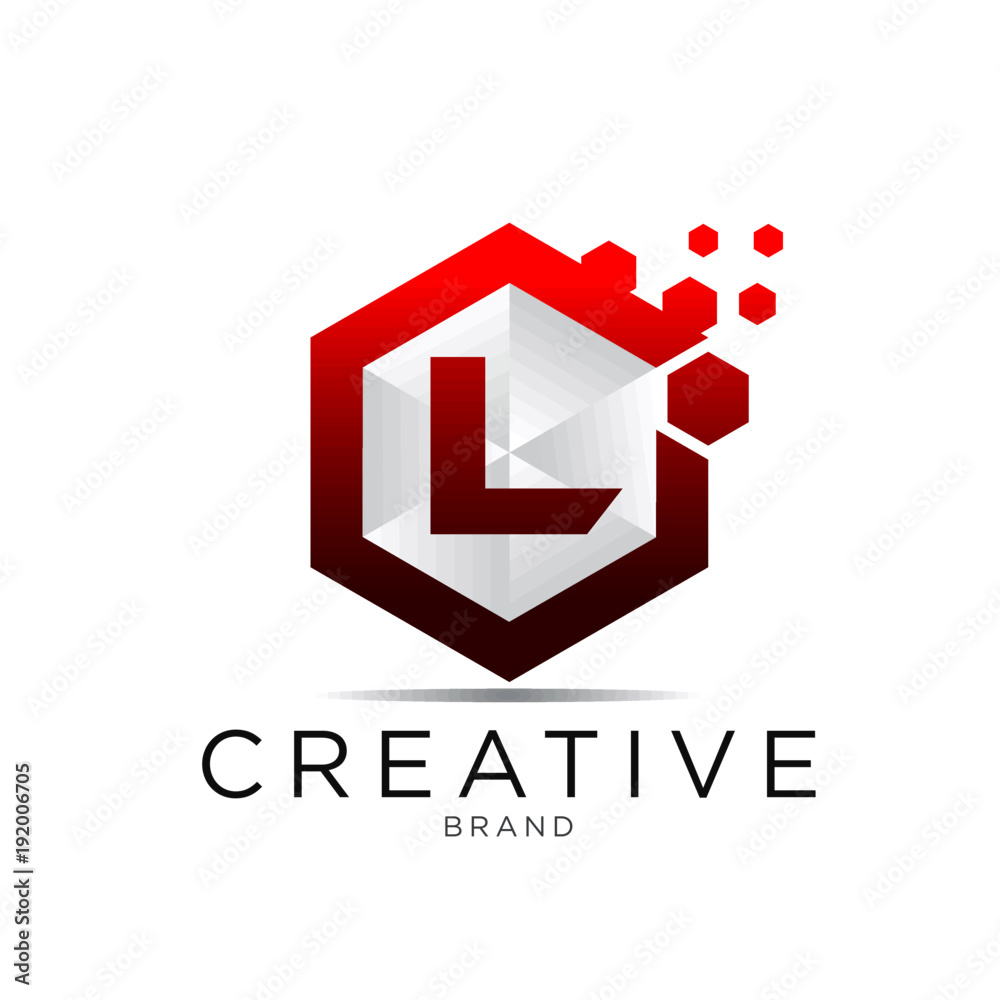 Obraz premium letter hexagonal pixel logo