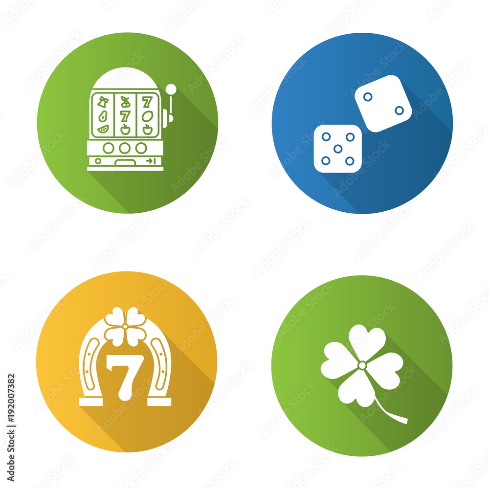 Casino flat design long shadow glyph icons set Casino flat design long shadow glyph icons set