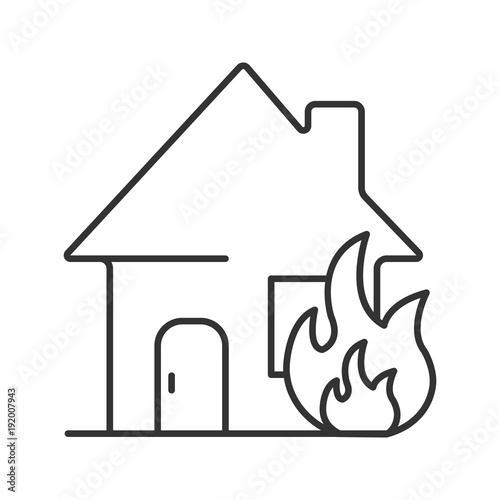Burning house linear icon