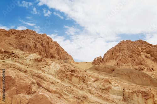 Rocks of oasis Chebika  famous landmark in Sahara desert. Tunisia.