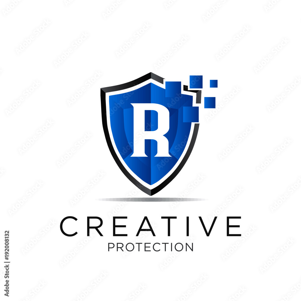 Obraz premium letter shield protection logo