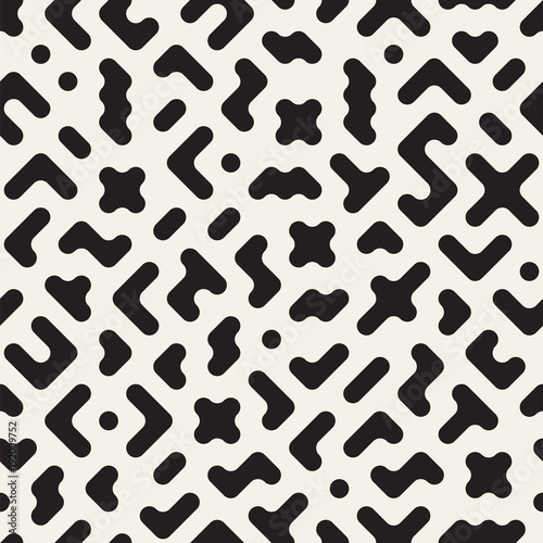 Seamless vector chaotic pattern. Randomly scattered geometric shapes. Abstract background