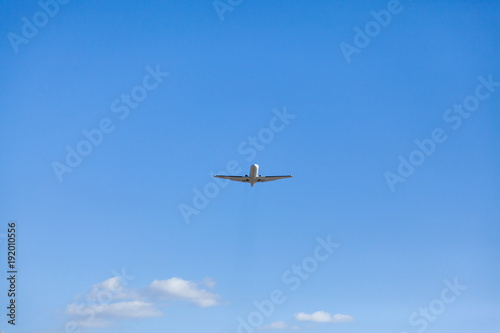 Take off the aircraft from the airfield Tivat flying over me. Montenegro. 
