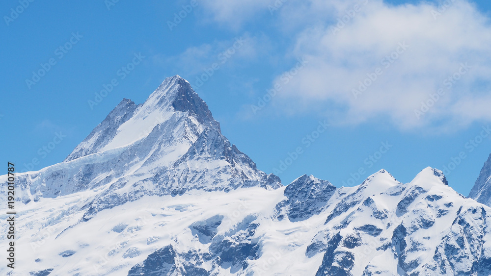 Alps mountains view from Grindelwald First, Switzerland, May 2017