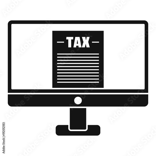 Tax by computer icon. Simple illustration of tax by computer vector icon for web