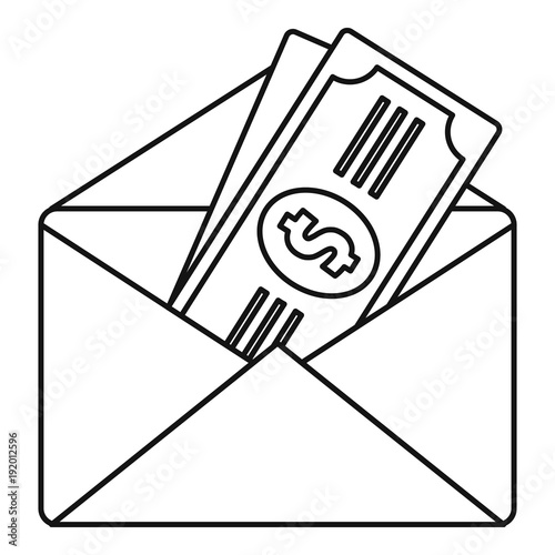 Money in envelope icon. Outline illustration of money in envelope vector icon for web