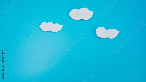 Cotton Ball Cloud Rain Sugar With blue background 