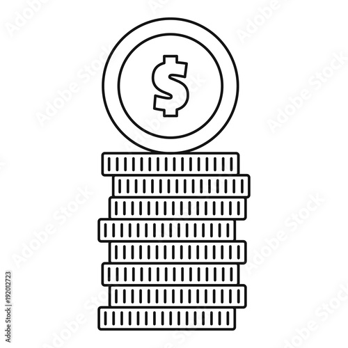 Coin icon. Outline illustration of coin vector icon for web