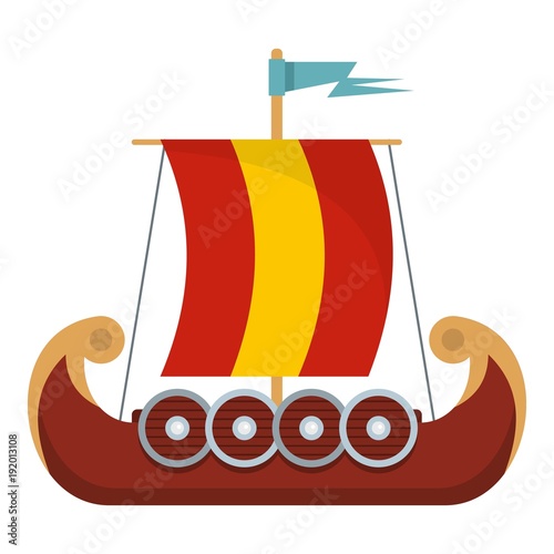 Pirate ship icon. Flat illustration of pirate ship vector icon for web