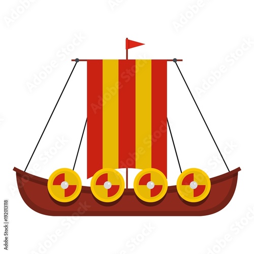 Military ship icon. Flat illustration of military ship vector icon for web