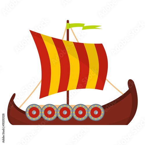Scandinavian ship icon. Flat illustration of scandinavian ship vector icon for web