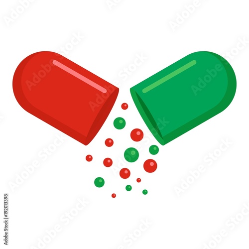 Opened capsule icon. Cartoon illustration of opened capsule vector icon for web