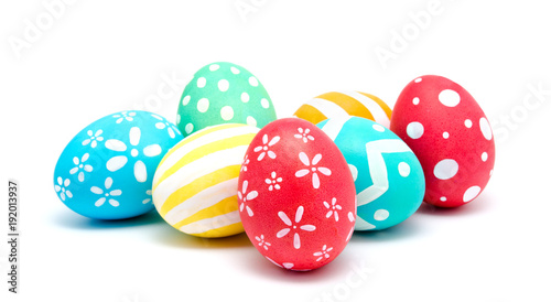 Perfect colorful handmade easter eggs isolated on a white