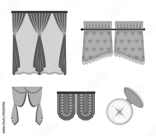 Curtains, stick, cornices, and other web icon in monochrome style.Bow, fabric, tulle icons in set collection.
