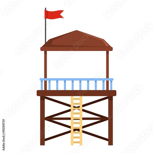 Rescue tower icon. Flat illustration of rescue tower vector icon for web