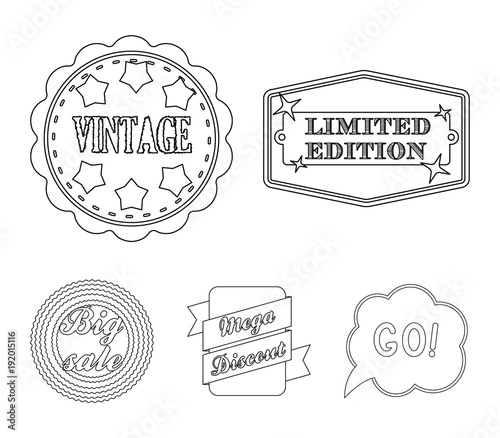 Limited edition, vintage, mega discont, dig sale.Label,set collection icons in monochrome style vector symbol stock illustration web.