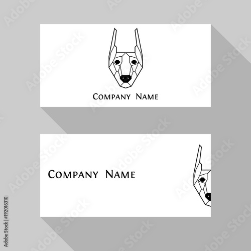 Doberman dog visit card in geometric modern style.