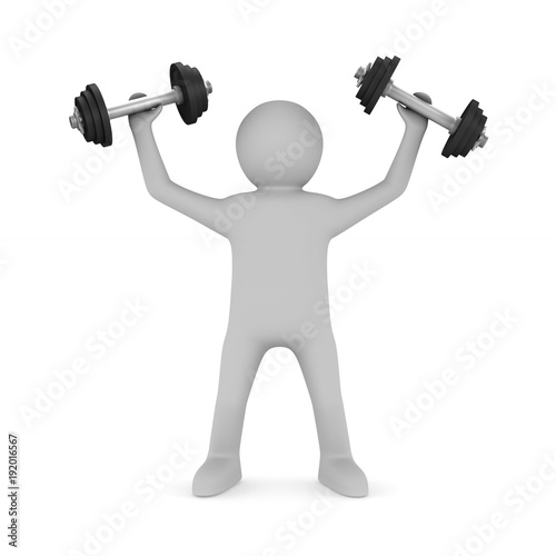 man with dumbbells on white...