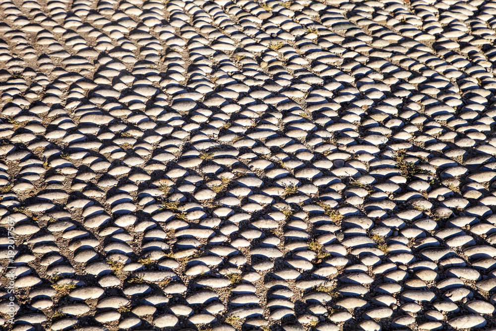 Traditional pavement of pebbles Rhodes, Greece