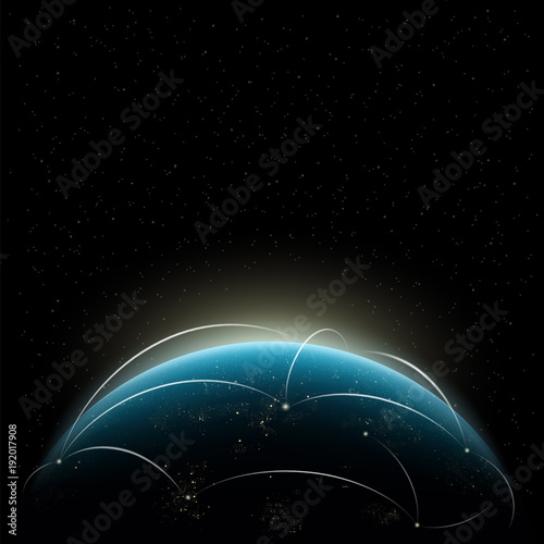 Planet earth and sunrise