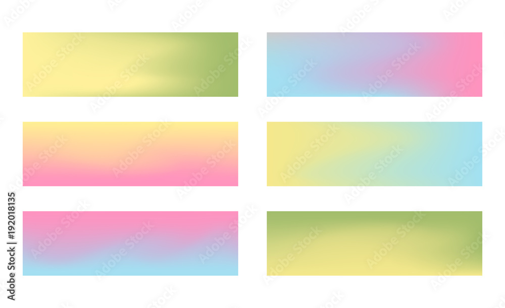 Set of 384 x 115 horizontal banners with pastel color gradient mesh