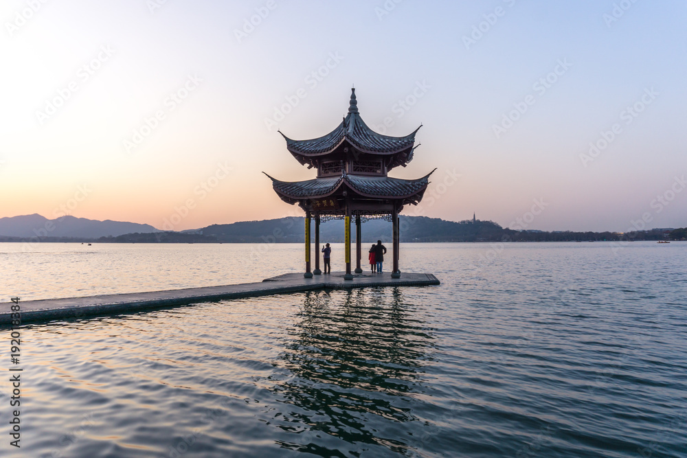 Jixian Pavilion in hangzhou,the chinese word in photo means Jixian Pavilion in hangzhou,the chinese word in photo means