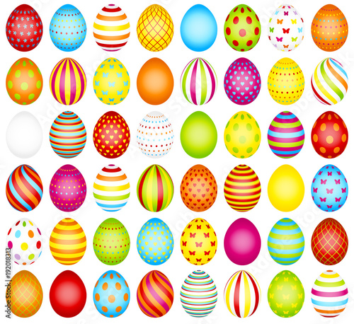 Big Set Colored Easter Eggs Pattern