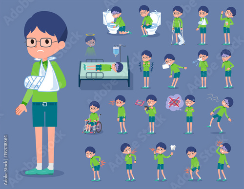 flat type Green clothing glasses boy_sickness