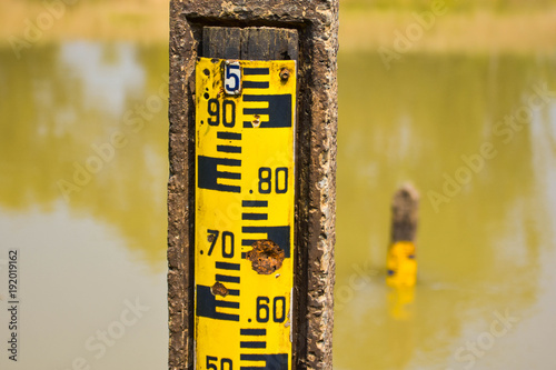Water level gauge in the river to warn of the amount and risk of water management. 