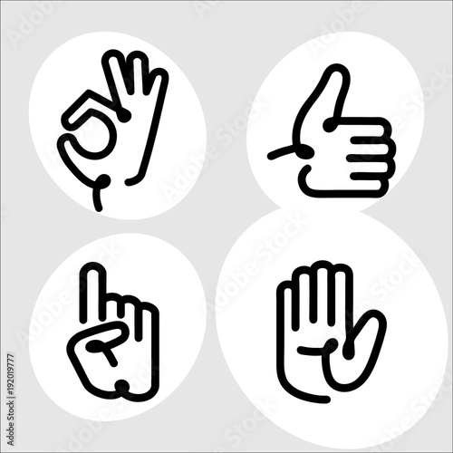 Set of four hand icons for business communication